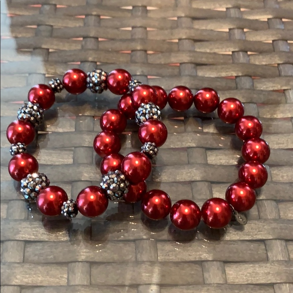 2 Beautiful RMN red and rhinestone bracelets